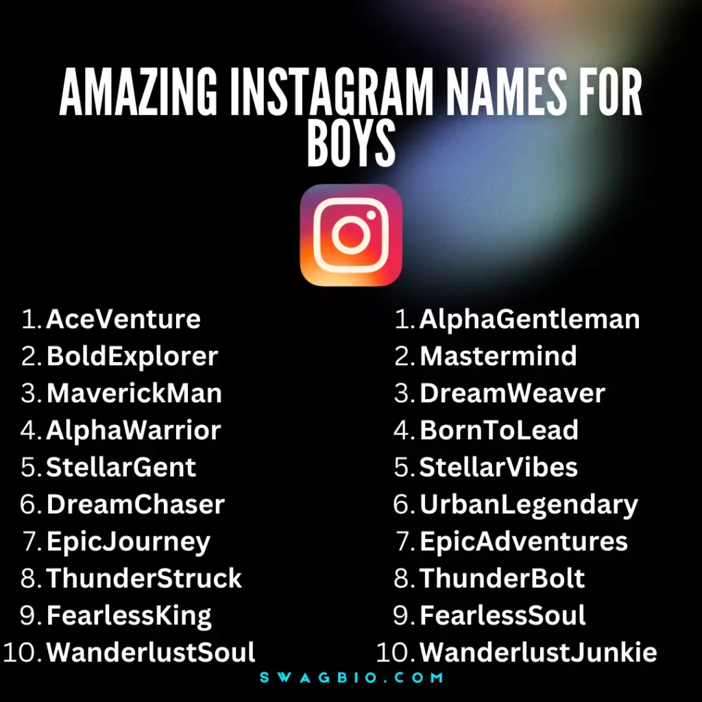 Best 200 Amazing Instagram names for boys