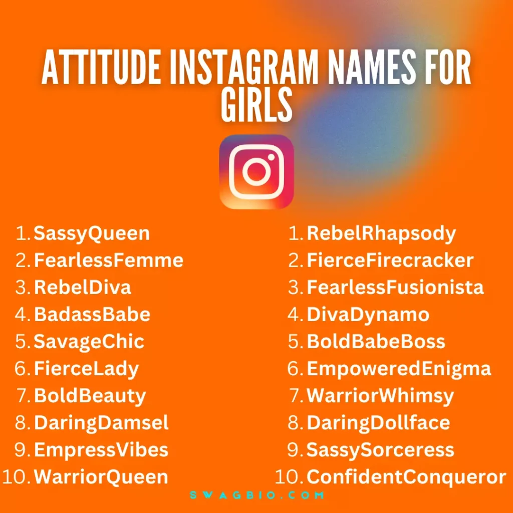 Best 200 Attitude Instagram names for girls