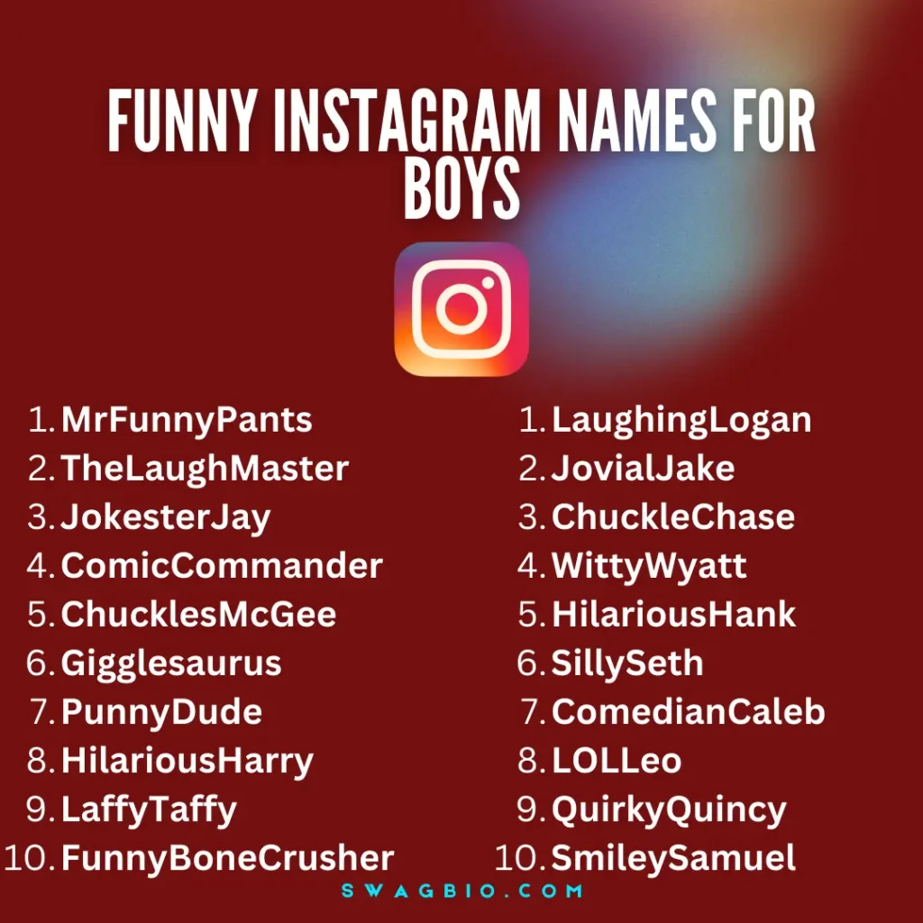 Best 200 Funny Instagram Names for Boys