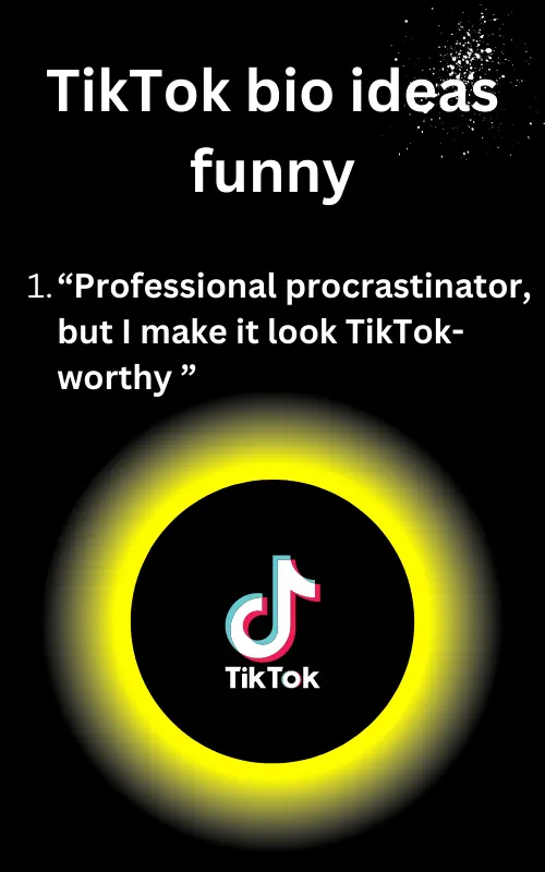 tiktok-bio-TikTok bio ideas funny – Professional procrastinator, but I make it look TikTok-worthy