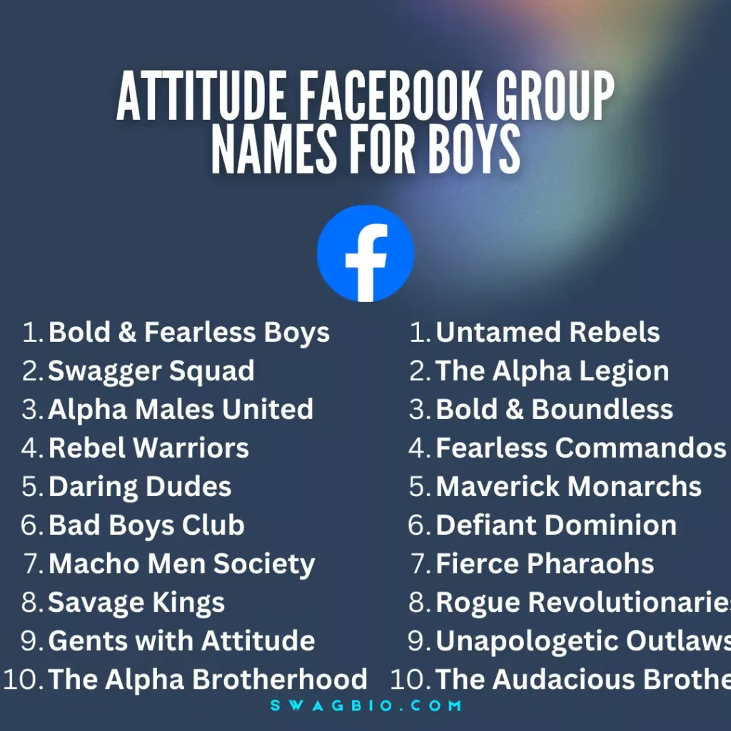 Top 200 Attitude Facebook Group names for boys