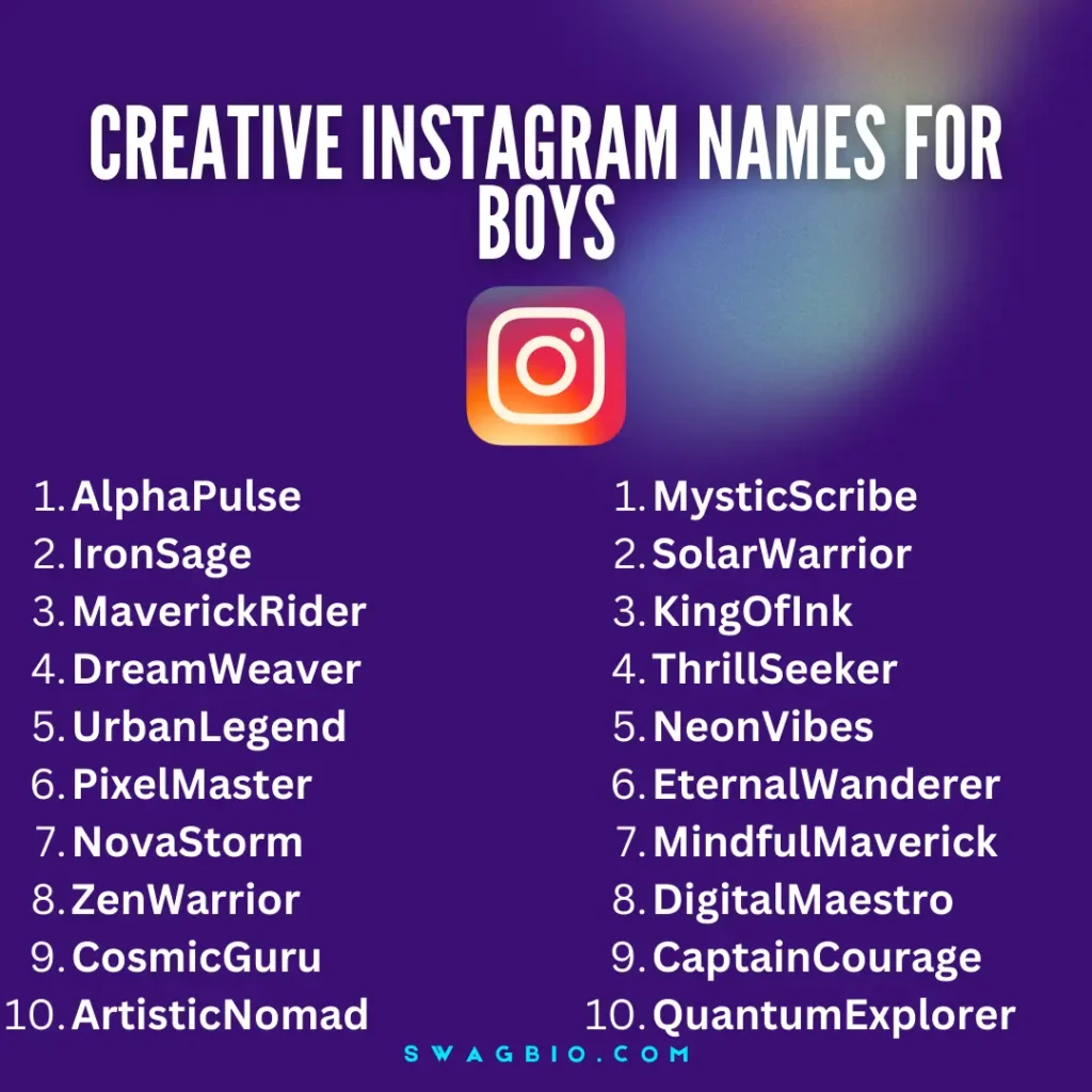 Top 200 Creative Instagram names for boys