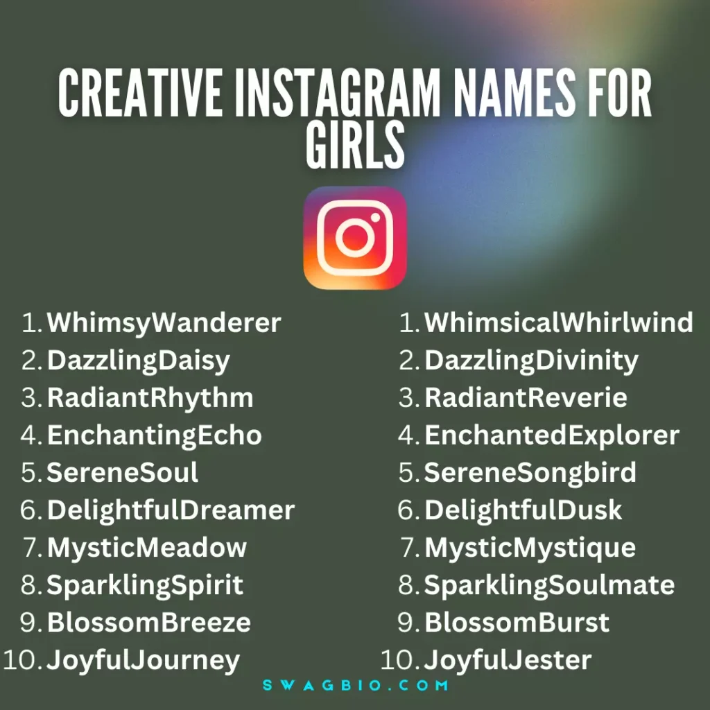 Top 200 Creative Instagram names for girls